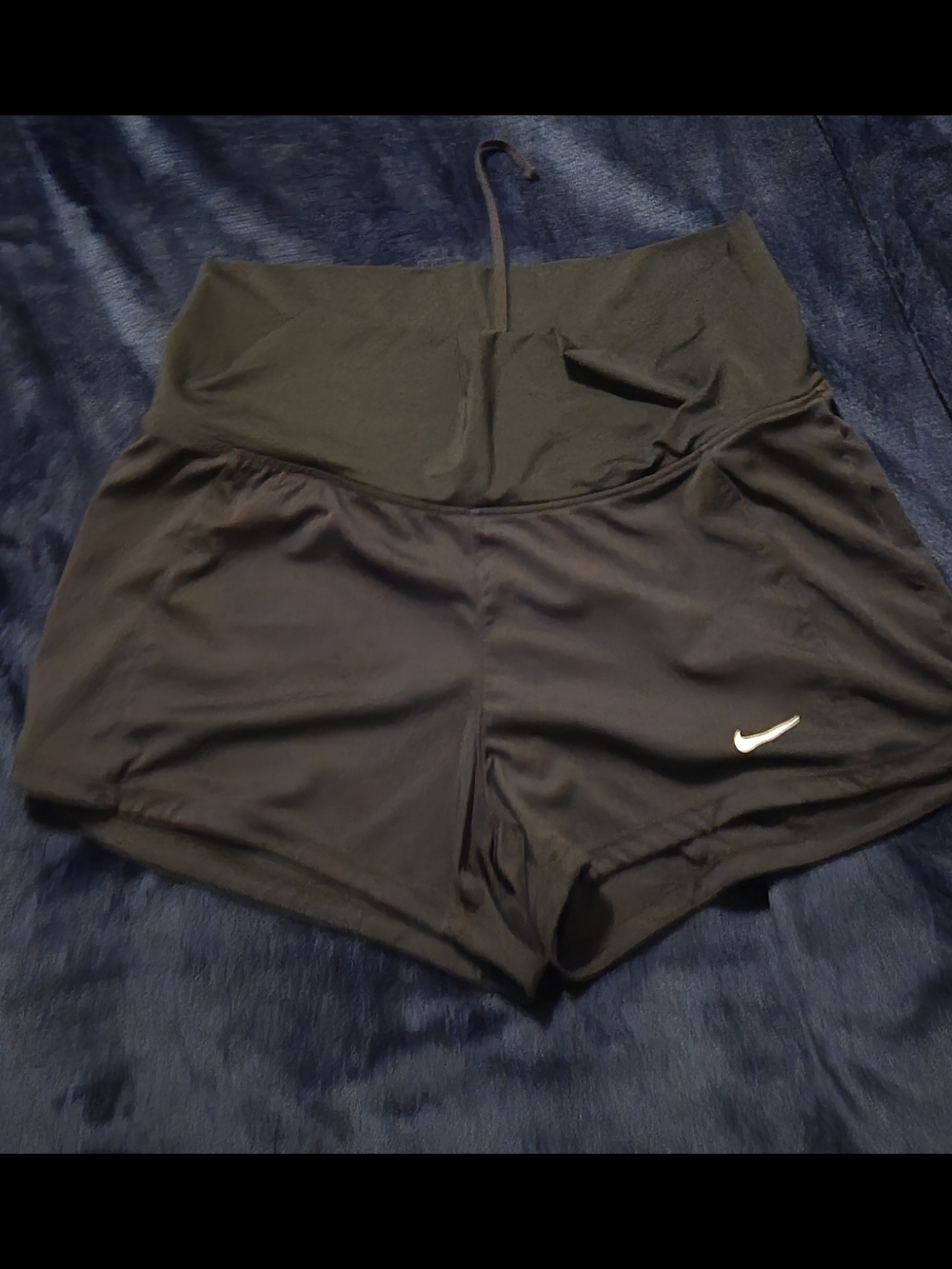 Nike Women's Black Running Shorts With Fold Over Top
